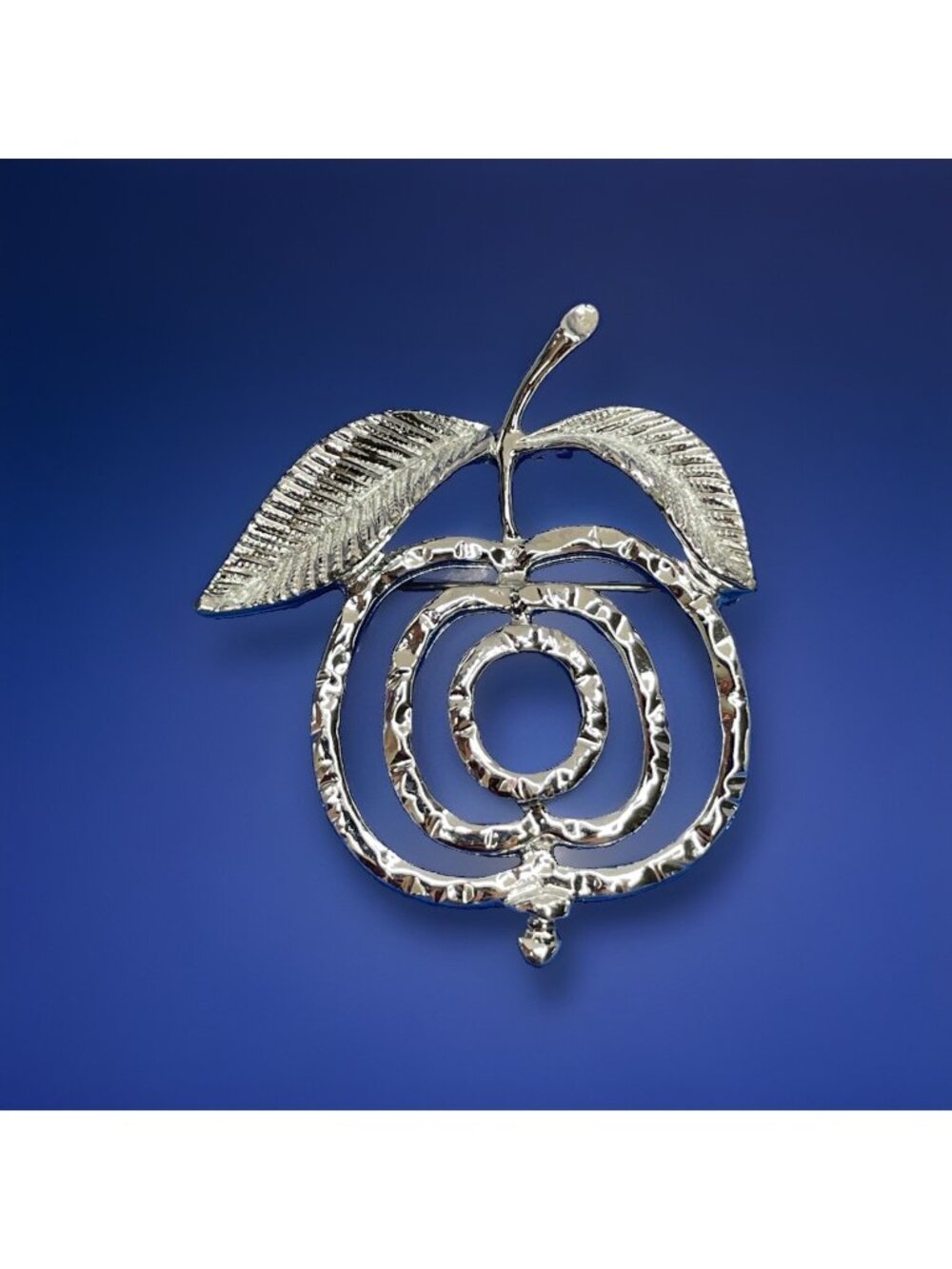Vintage Signed Sarah Coventry Apple Brooch Silver-Tone